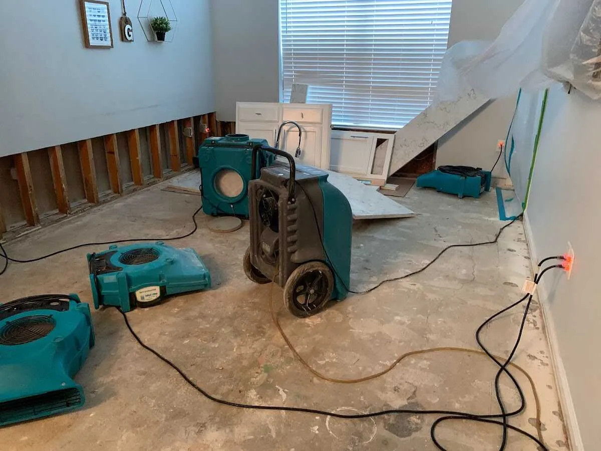 Dehumidifier in flood-cut room for Water Damage Restoration in La Crescent
